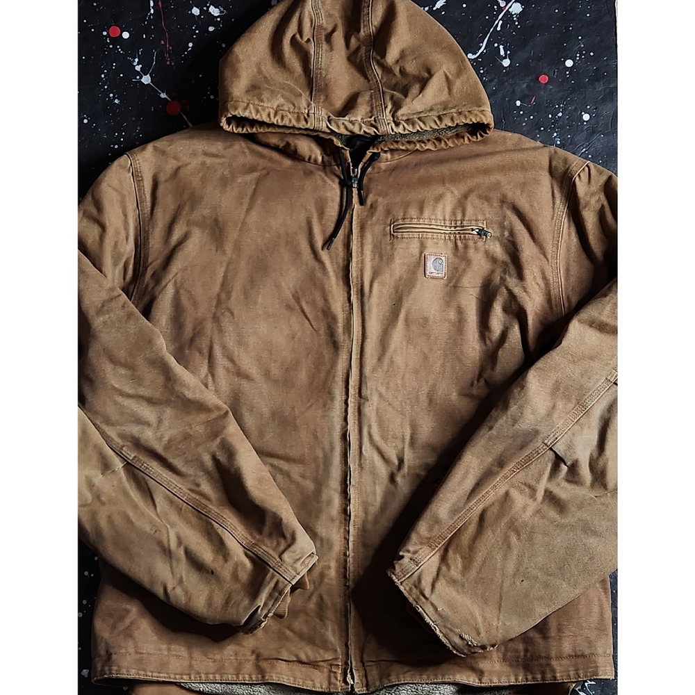 Carhartt vintage men's tan distressed canvas chore work coat jacket size 4XL